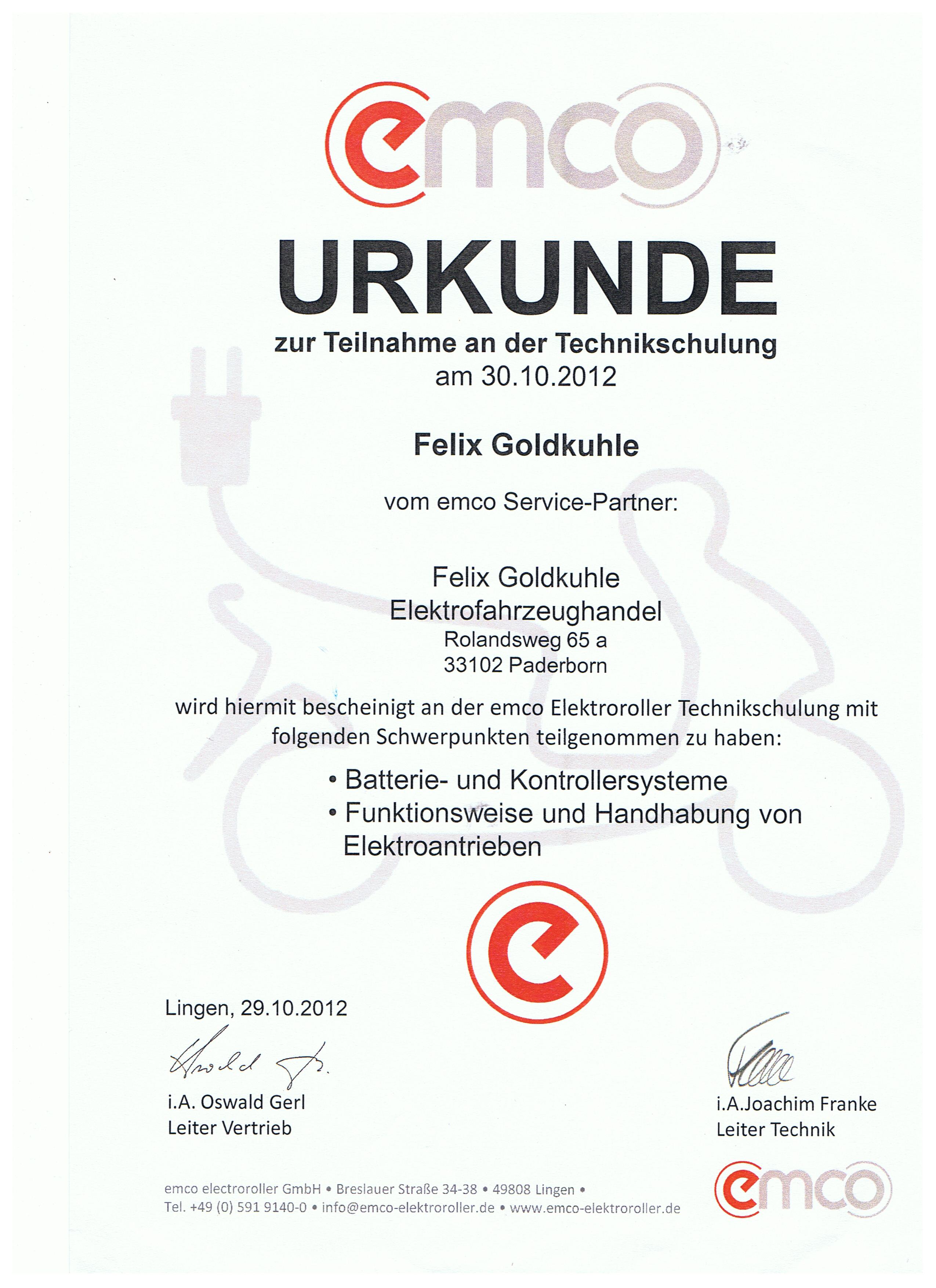 EmcoUrkunde